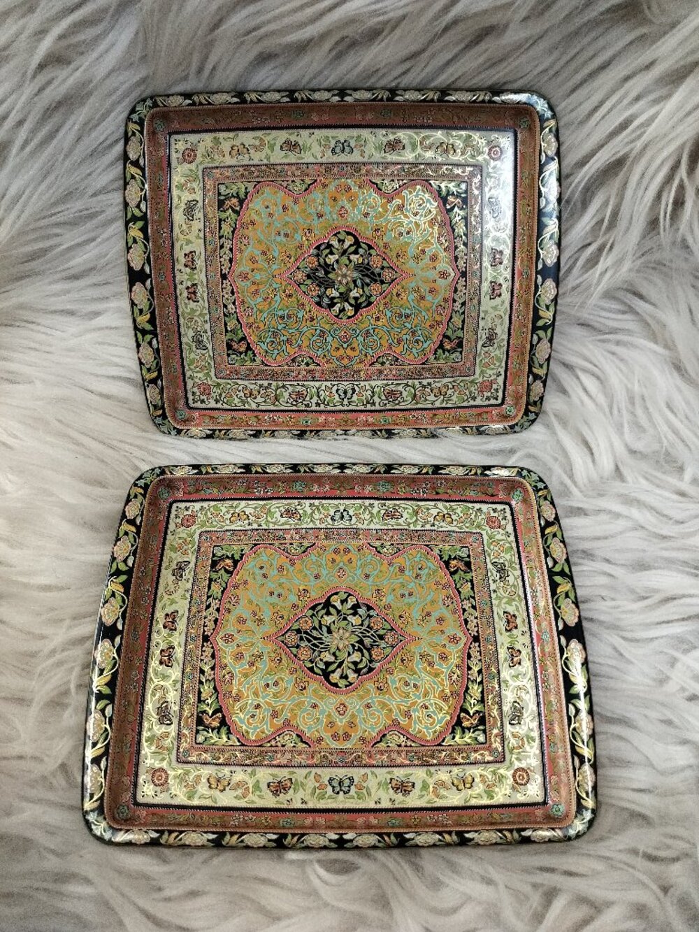 Vintage Daher Decorated Ware Butterflies Metal Trays Made In England